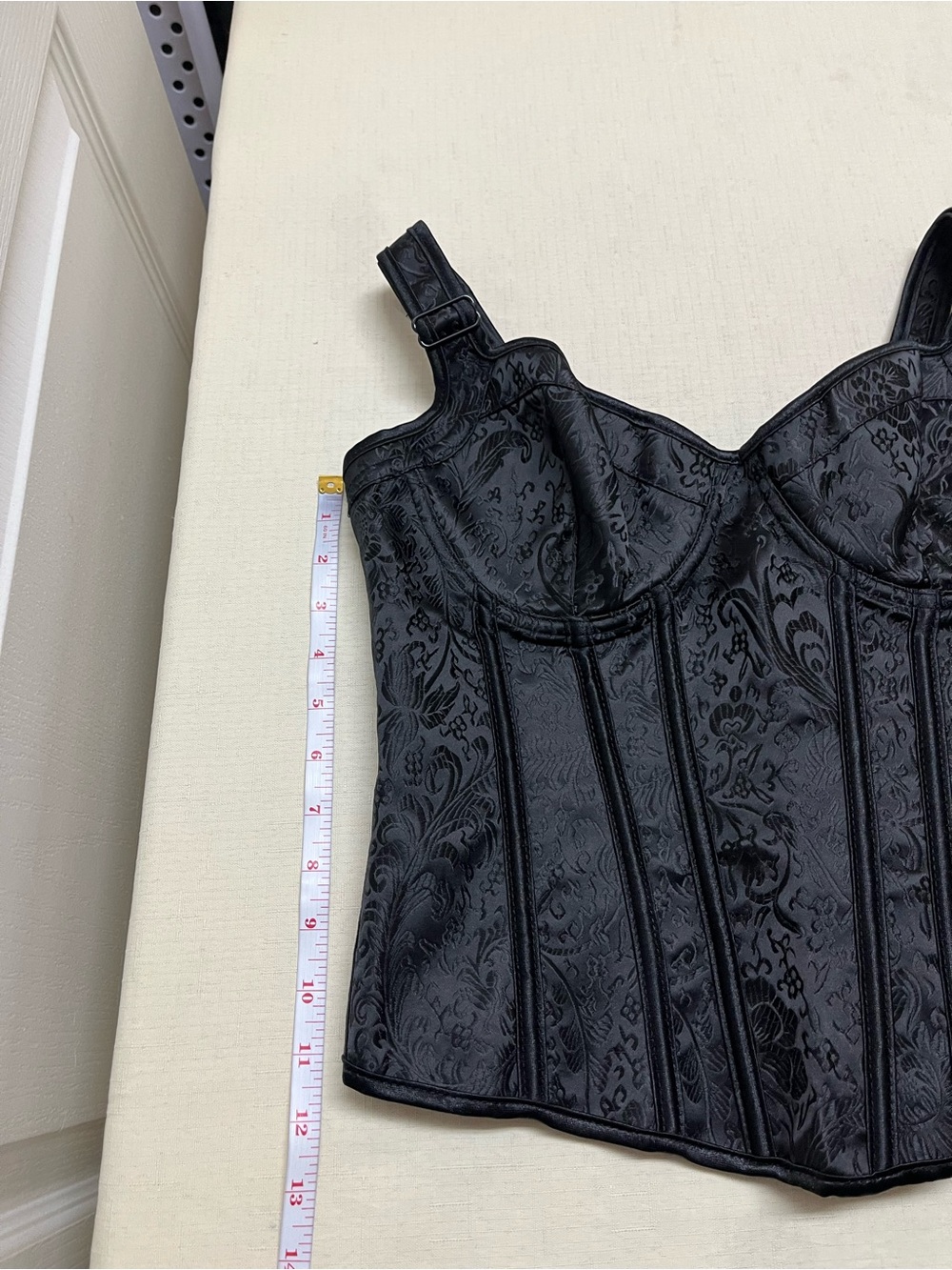 Women’s L black jacquard size zipper corset top - Picture 4 of 13